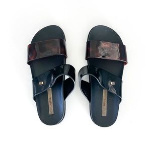 Melissa Cosmic Slides Sandals Black Tortoise Shell Jelly